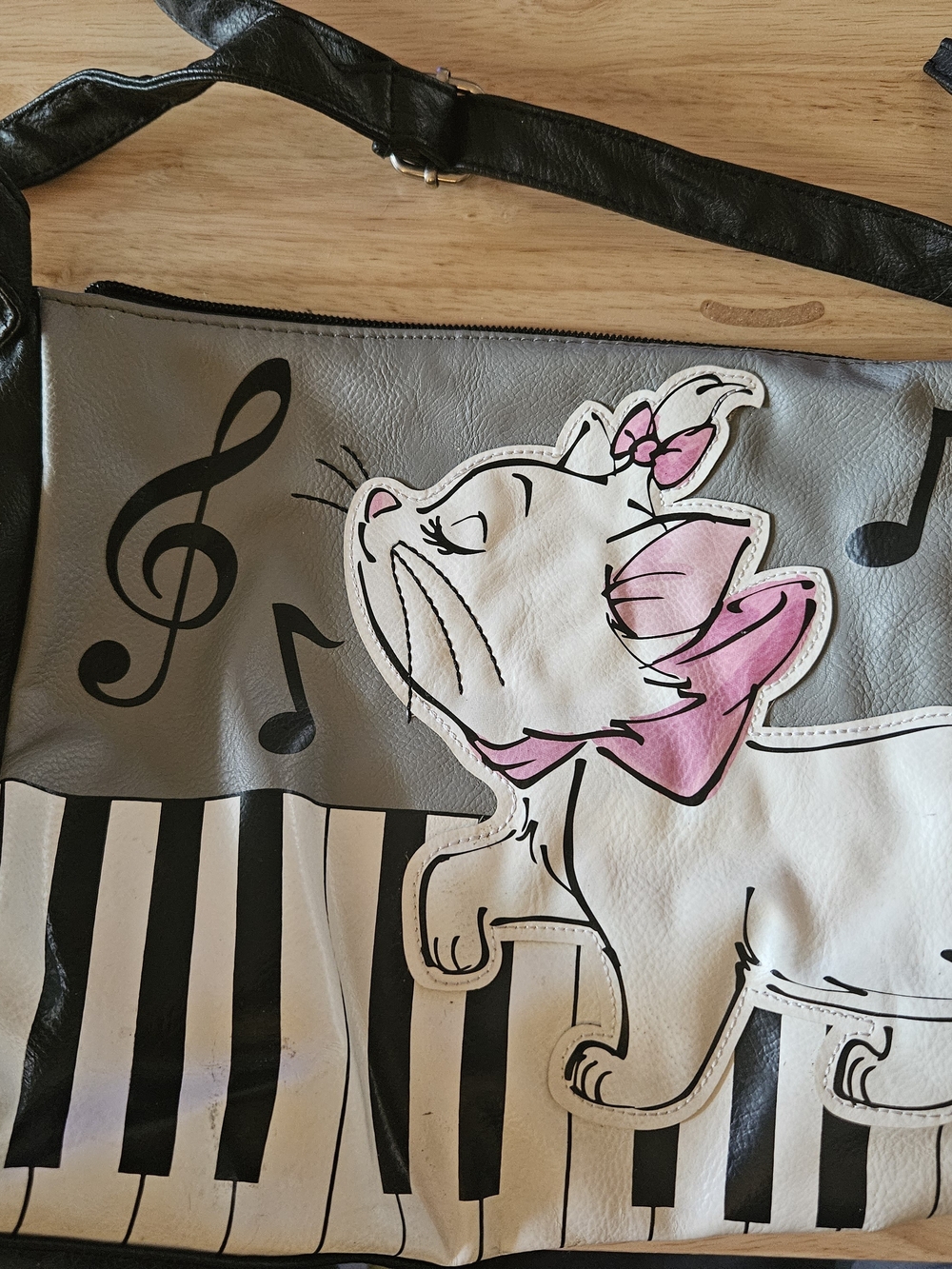 Loungefly Gray, White & Pink Cat-Graphic Crossbody Bag
